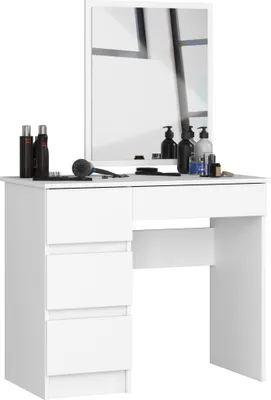 Produktbild von Schminktisch AKORD Frisiertisch Weiß 90 cm 4 Schubladen B90 x H142 x T50 cm