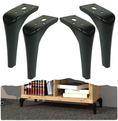 Produktbild von Stahlmöbelfuß Typ L 15 cm, mattschwarz, 4 Stück