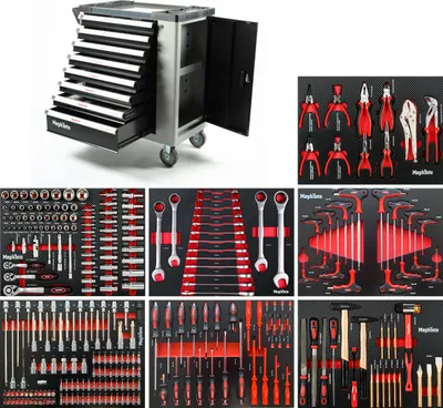 Produktbild von Mephisto Premium Werkzeugwagen 8 Schubladen davon 7 mit Werkzeug CRV gefüllt