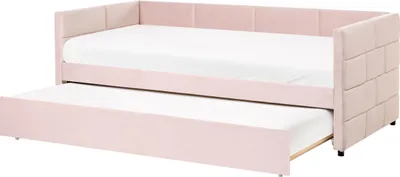 Zdjęcie produktu dla BELIANI Łóżko wysuwane różowe welurowe 90 x 200 cm ze stelażem styl glamour sypialnia