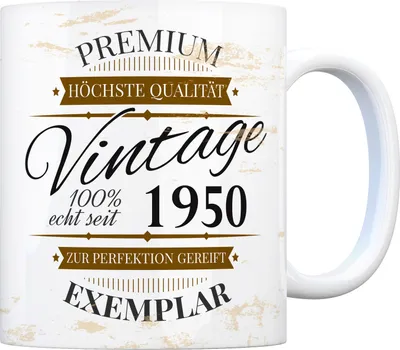 Produktbild von Vintage Tasse 100% echt seit 1950 Kaffeebecher [ber_jahrgeb]. Geburtstag