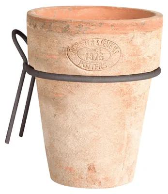 Produktbild von Terracotta Ton Pflanz Wand Blumen Topf Über Umtopf rund Metall Halterung Hängen