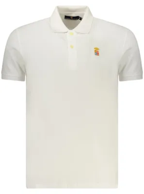 Produktbild von Herren Kurzarm Poloshirt Weiß mit Stickerei und 2 Knöpfen