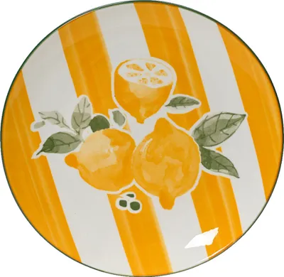 Image de Assiette à déjeuner 19cm Porcelaine avec motif citron Jaune / Blanc