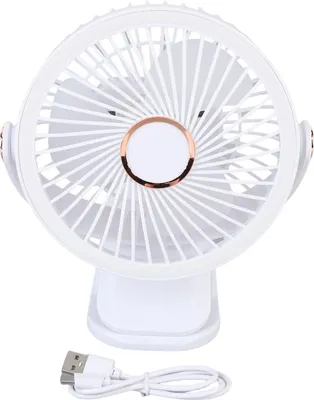 Obrázok produktu pre Malý stolný ventilátor so svorkou 5 nastavení rýchlosti 3 úrovne jasu 720 stupňov otáčania dobíjateľné kancelárske svetlo biela