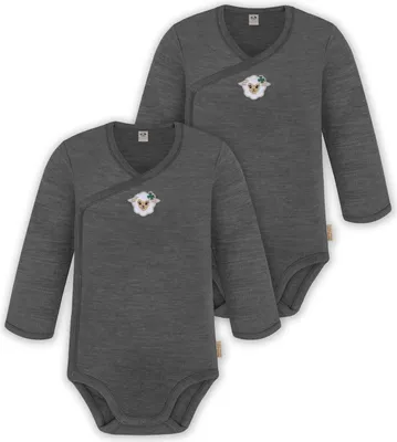 Produktbild von normani 2er Pack Doppelpack Baby-Body Merino Wickelbody