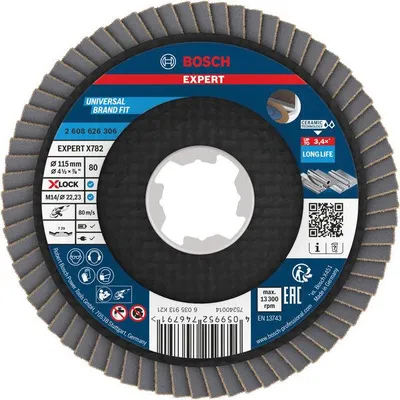 Produktbild von EXPERT X782 Fächerschleifscheibe, abgewinkelt, 115 mm, K80, X-Lock, Flex