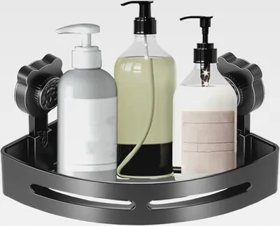 Produktbild von Duschablage Ohne Bohren | Duschablage Ecke Mit Saugnapf | Schwarz Eckregal | Badregal Ohne Bohren | Shampoo Halterung | Rostfreies Duschgel Halterung | Für Hause Badezimmer, Küche