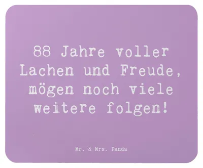 Produktbild von Mr. & Mrs. Panda Mouse Pad Spruch 88. Geburtstag Freude - Lavendeltraum - Geschenk, Happy Birthday, Glückwunsch, Mousepad, mousematte, handgefertigte Geschenke, herzliche