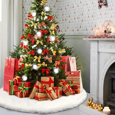 Produktbild von Weihnachtsbaumdecke Christbaumdecke Christbaumständer-Abdeckung - Weiß - Plüsch - 120 cm - Kunstfell