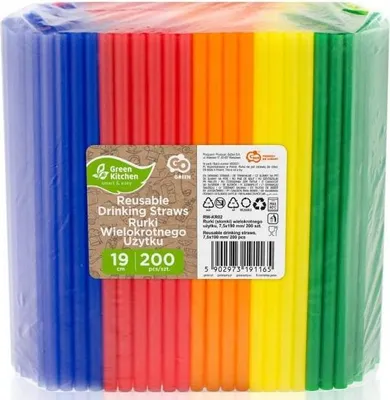 Image de 200 pailles en plastique réutilisables / pailles colorées