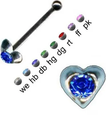 Produktbild von Nasenpiercing: Nasenstecker Piercing Herz 925 Silber weiß (we)