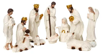 Produktbild von Kleine Krippenfiguren aus Kunstharz für die Weihnachtsdekoration