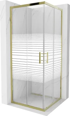 Image de Mexen Rio cabine de douche carrée 80 x 80 cm, Stripes, Gold - 860-080-080-50-20