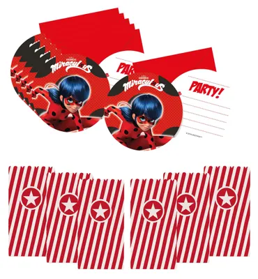 Produktbild von 12-tlg. Miraculous Ladybug Partyset für Kindergeburtstag