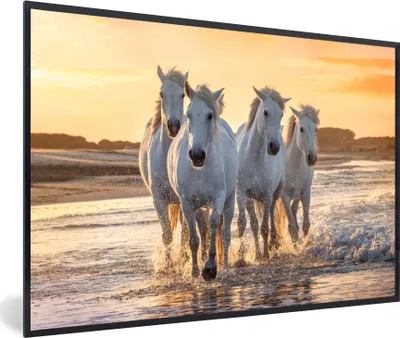 Produktbild von MuchoWow® MuchoWow® Gerahmtes Poster Pferde - Wasser - Strand - Tiere 30x20 cm - Poster mit zchwarzem Bilderrahmen - Kunstdruck - Bild-Poster