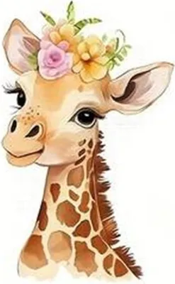 Produktbild von GKA Bügelbild süße Giraffe mit Blumen G27 Applikation für Textilien Aufbügler Patches Zum Aufbügeln Größe: 7 x 4,28 cm
