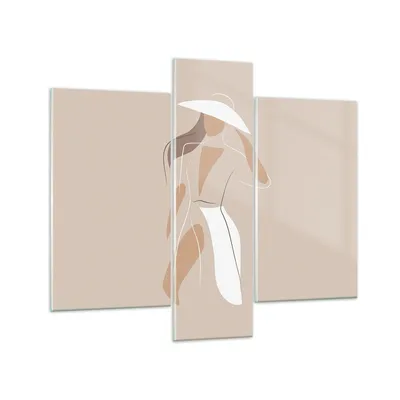 Produktbild von Bilder auf glas - 3 Teile - Minimalismus Frau Buntstift - 95x80cm - Glasbilder - Wandbilder - Bilder - zum Aufhängen bereit - Wanddekoration aus Glas - Glas Bilder - Wandbild auf Glas - GCB95x80-4603