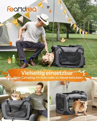 Produktbild von Feandrea M Transportbox faltbar Oxford-Gewebe,Netzstoff,atmungsaktiv,Grau