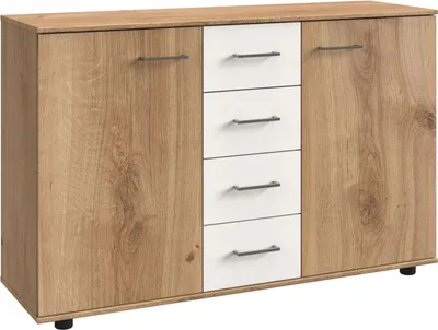 Image de Buffet Pamela 130 x 41 x 83 cm, couleur au choix, 2 portes, chêne brut / blanc