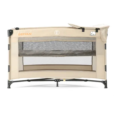 Produktbild von DERYAN Luxus Campingbett - Inklusive Transporttasche - Inklusive Wickelauflage - Inklusive Bodenverstellung - Creme