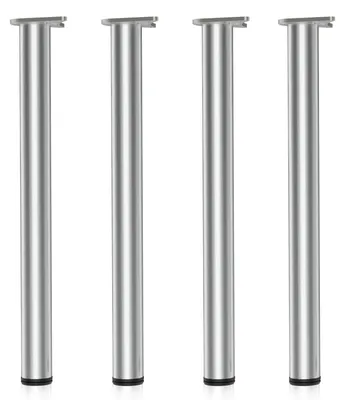 Produktbild von Wiltec Edelstahl Tischbein 4er Set Möbelfuss Verstellbar Ø60mm 710mm Nickel