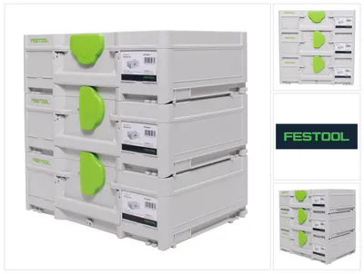 Image de Festool SYS3 M 137 Set de Coffrets Systainer 396 x 296 x 137 mm - 10,4 l (3x 204841)