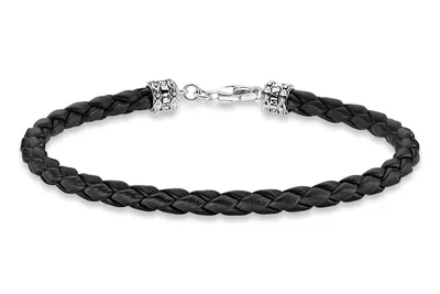 Produktbild von Thomas Sabo Lederarmband schwarz 925 Sterling Silber geschwärzt Leder