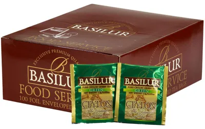 Obrázek produktu pro Čaj Basilur Green Ceylon, zelený, v sáčcích - 100 ks, 1,5 g/sáček