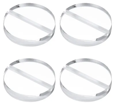 4 Acryl-Platzhalter, rund, 50x10 mm, mit Kartenschlitz