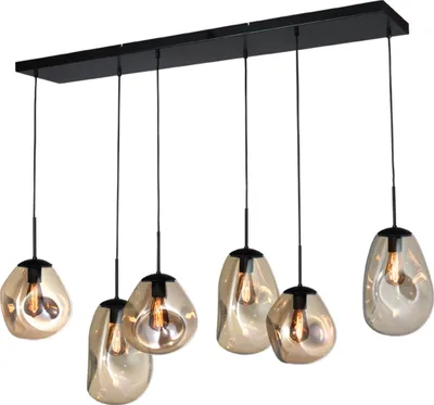 Produktbild von masterlight Pendelleuchte Lava 6-flammig Glas Gold 130x35cm