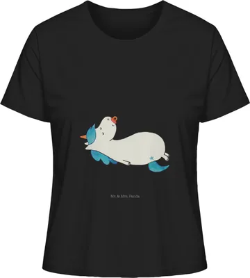 Produktbild von Mr. & Mrs. Panda Basic Shirt Damen Einhorn Schnuller Größe L - Schwarz - Geschenk, Einhörner, Unicorn, Geburtstag, T-Shirt Kurzarm, Oberteil, Baby, Mutter, Baumwoll