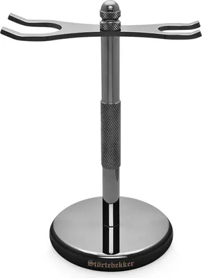 Produktbild von Störtebekker® Premium Rasierständer aus Edelstahl Schwarz - für Rasierhobel & Rasierpinsel - hochwertiges Zubehör für dein Badezimmer  - Geschenkidee