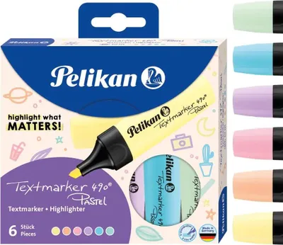 Produktbild von Pelikan 490 Pastell Mix Textmarker /6 Stück/ 817325