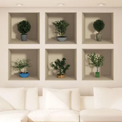 Produktbild von Packung mit 6 3D-Pflanzenaufklebern, 60 x 90 cm