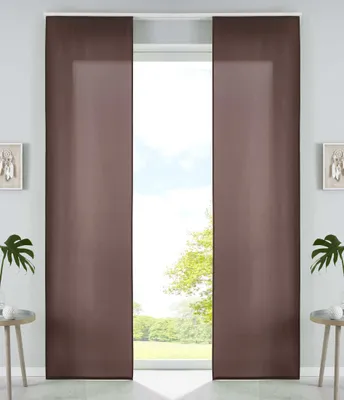 Produktbild von 2er Set Schiebegardinen Flächenvorhänge Mikrofaser Vorhang Gardine Schiebe HxB 245x60 cm Braun Matt Paneelwagen Beschwerungsstangen, 85600N2