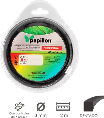 Image de Débroussailleuse carrée professionnelle dentelée avec fil nylon Ø 3,0 mm. Rouleau de 12 mètres. Débroussailleuse à fil de nylon pour découper l'herbe,