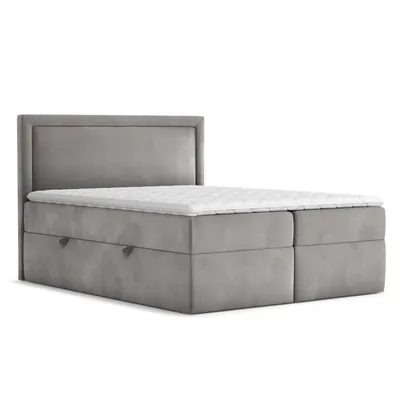 Produktbild von Boxspringbett Livia Interiors Maya, Bett 200x200 cm, mit Stauraum, Doppelbett, H2 Bonell - Matratze und Topper, Samtstoff Magic Velvet, Taupe Farbe