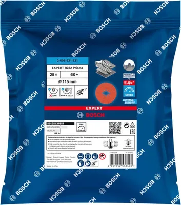 Zdjęcie produktu dla Bosch 2608621821 Fiberscheibe O 115 mm Körnung 60 25 St., Tarcza szlifująca, Stal nierdzewna, Pomarańczowy, Okrągły, 2,22 cm, 11,5 cm