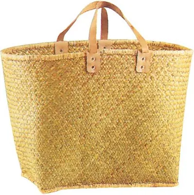 Produktbild von Palmblatt-Tasche mit Ledergriffen D50x30x34 - Aubry Gaspard