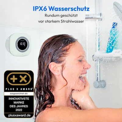 Obrázok produktu pre MEDION S66884 Sprchové rádio s Bluetooth (kúpeľňové rádio, FM rádio, prísavka, LED displej, vodotesnosť IPX6, integrovaná batéria, MD43884) zelené