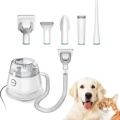 Produktbild von YISORA P20S 5-in-1 Hundeschermaschine mit Staubsauger – leise Tierhaarpflege mit Trimmer, Bürsten, 3 Saugstufen & 1,2 L Behälter – Weiß