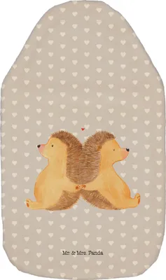 Produktbild von Mr. & Mrs. Panda Wärmflasche Igel händchenhaltend - Grau Pastell - Geschenk, Lieblingsmensch, Love, Wärmflaschen, Verknallt, mit Bezug, Händchen Halten, Wärmekissen