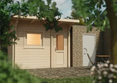 Produktbild von Saunahaus RoRo ABN KEP1 ohne Ofen mit Fenster und Holztüre mit Isolierglas wärmegedämmt