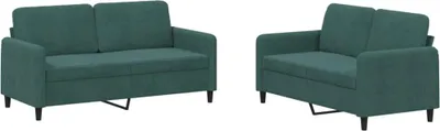 Imagen del producto de vidaXL Juego de 2 sofás, color verde oscuro, tapizados en terciopelo
