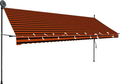 Produktbild von vidaXL Einziehbare Markise Handbetrieben mit LED 400 cm Orange Braun