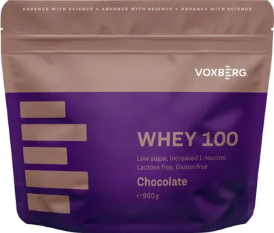 Produktbild von Voxberg Whey 100 990 g chocolate / Whey Protein / Leckeres Whey Protein Konzentrat, angereichert mit L-Leucin