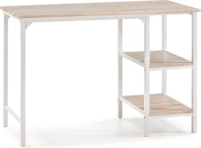 Produktbild von Schreibtisch Colon Schwarz Weißer, Computertisch, 2 Ablagen, Industriestil, 110 (L) x 55 (T) x 76 (H) cm