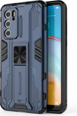 Produktbild von Huawei P40 Hülle, Dual Layer PC TPU Bumper Stoßfest Ständer Schutzhülle für Huawei P40 Blau