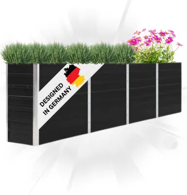 Produktbild von DELUKE® Hochbeet für Garten OSKAR Anthrazit | 320x40x77cm | Verzinkter Stahl | Wetterfest | Gartenbeet Kräuterbeet Blumenbeet Beet hoch Frühbeet für Garten Gemüsebeet